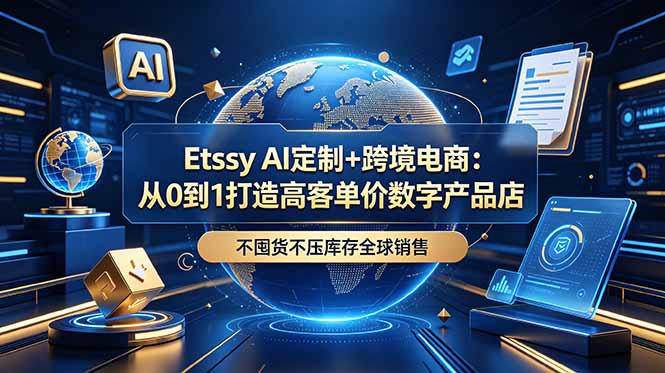Etsy AI定制+跨境电商:从0到1打造高客单价数字产品店,不囤货不压库存全球销售-资源社