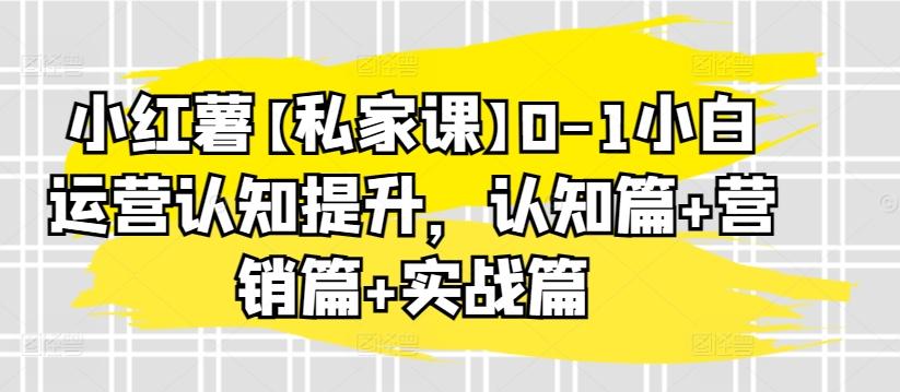 小红薯【私家课】0-1小白运营认知提升，认知篇+营销篇+实战篇-资源社