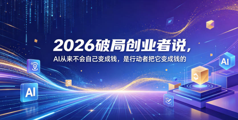 2026破局创业者说，AI从来不会自己变成钱，是行动者把它变成钱的【文档】-资源社