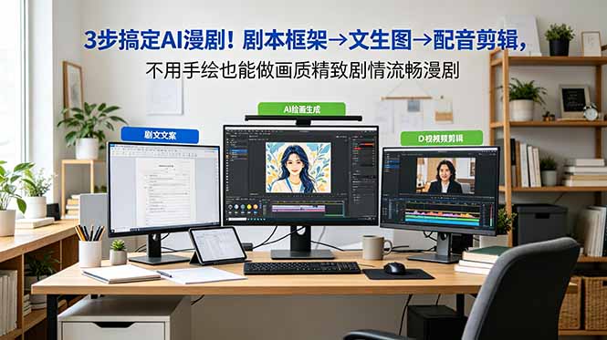 3步搞定AI漫剧！剧本框架→文生图→配音剪辑，不用手绘也能做画质精致剧情流畅漫剧-资源社