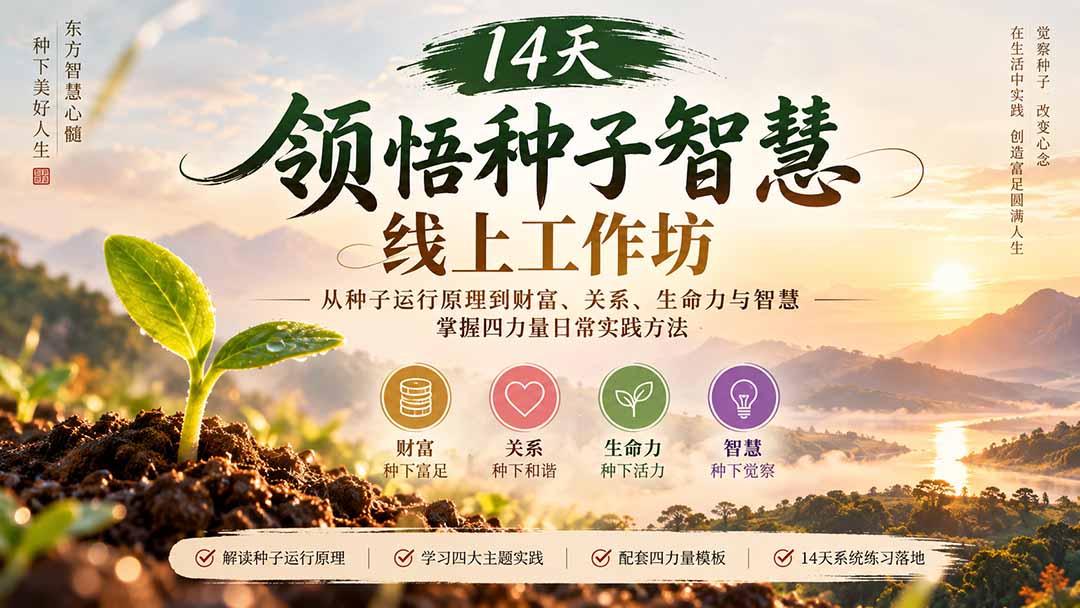 14天领悟种子智慧线上工作坊|从种子运行原理到财富、关系、生命力与智慧,掌握四力量日常实践方法-资源社