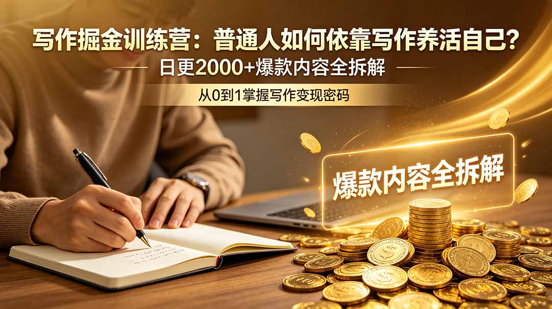 写作掘金训练营:普通人如何依靠写作养活自己?日更2000+爆款内容全拆解-资源社