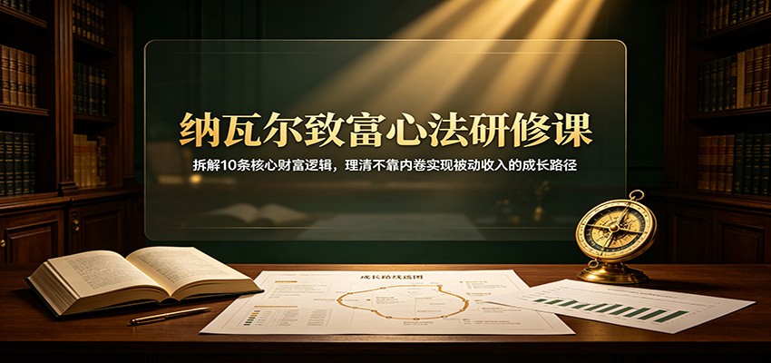 纳瓦尔致富心法研修课：拆解10条核心财富逻辑，理清不靠内卷实现被动收入的成长路径-资源社