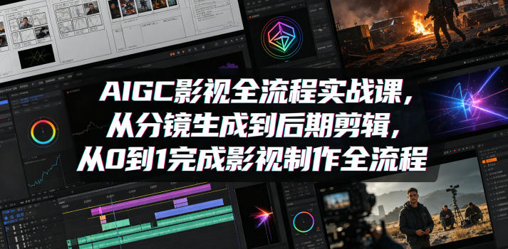 AIGC影视全流程实战课，从分镜生成到后期剪辑，从0到1完成影视制作全流程-资源社