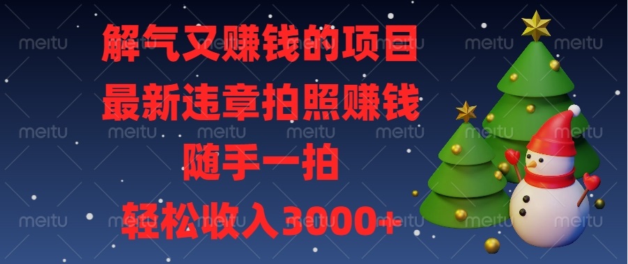 解气又赚钱的项目，最新违章拍照赚钱，随手一拍，轻松收入3000+-资源社