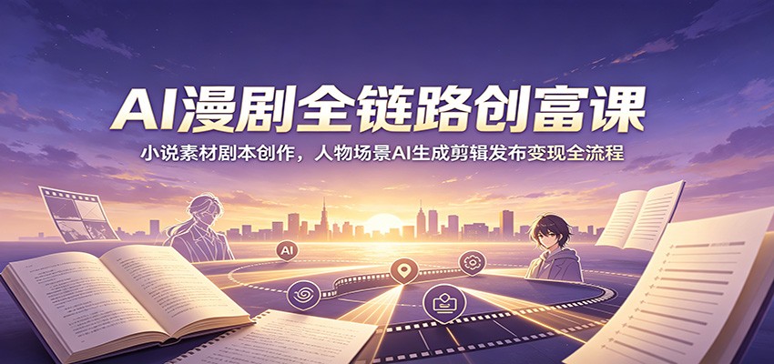 AI漫剧全链路创富课:小说素材剧本创作,人物场景AI生成剪辑发布变现全流程-资源社