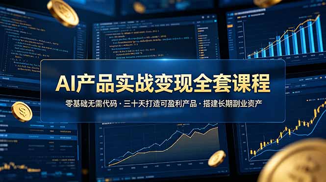 AI产品实战变现全套课程，零基础无需代码，三十天打造可盈利产品搭建长期副业资产-资源社