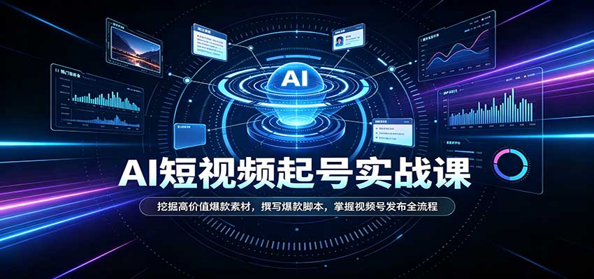 短视频AI起号实战课：挖掘高价值爆款素材，撰写爆款脚本，掌握视频号发布全流程-资源社