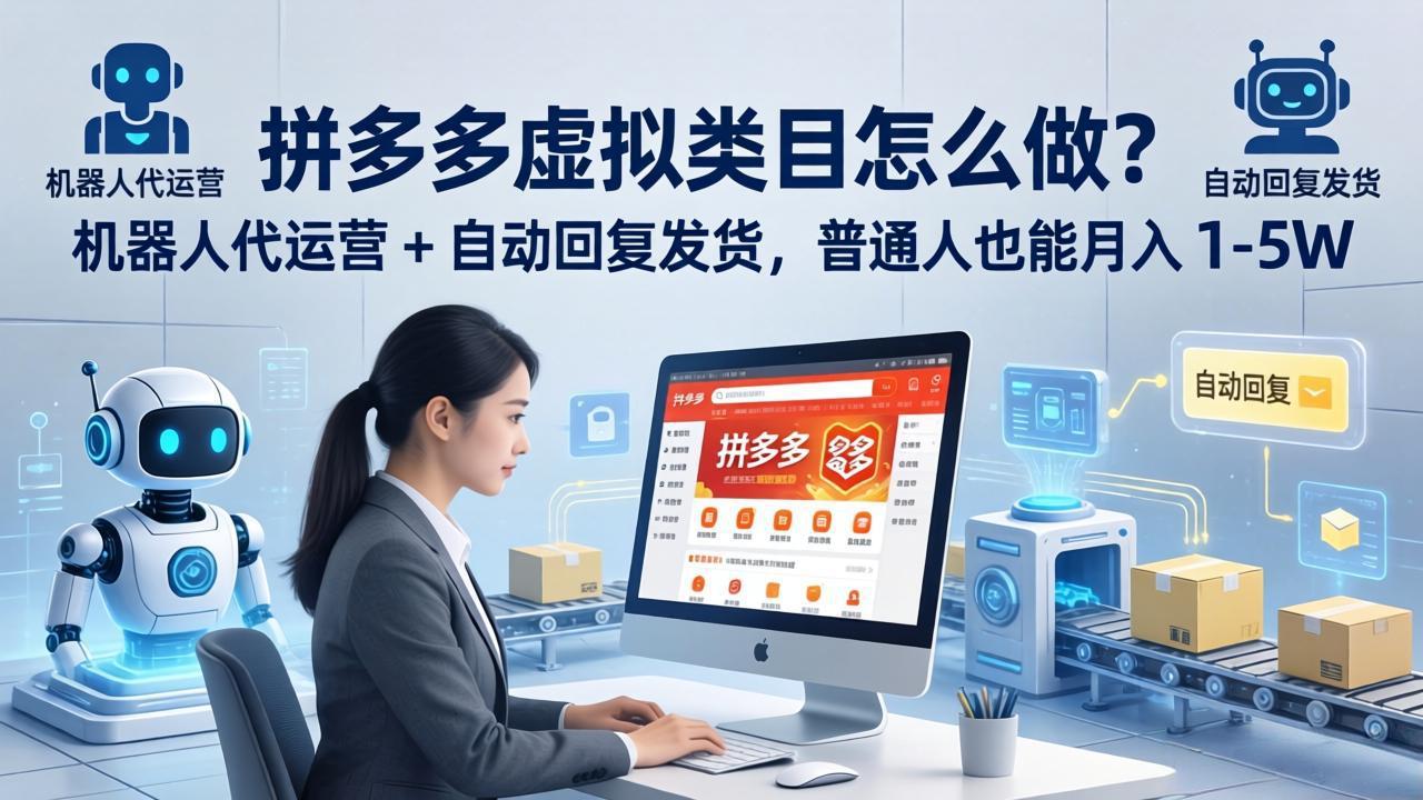 拼多多虚拟类目怎么做？机器人代运营 + 自动回复发货，普通人也能月入 1-5W-资源社