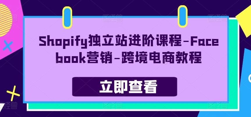 Shopify独立站进阶课程-Facebook营销-跨境电商教程-资源社