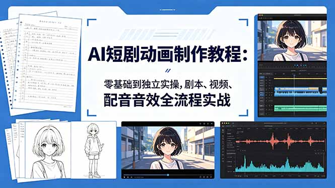 AI短剧动画制作教程：零基础到独立实操，剧本、视频、配音音效全流程实战-资源社