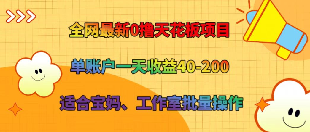 全网最新0撸天花板项目 单账户一天收益40-200 适合宝妈、工作室批量操作-资源社