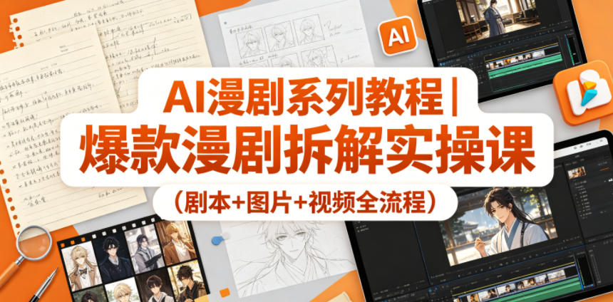 AI漫剧系列教程｜爆款漫剧拆解实操课(剧本+图片+视频全流程)-资源社