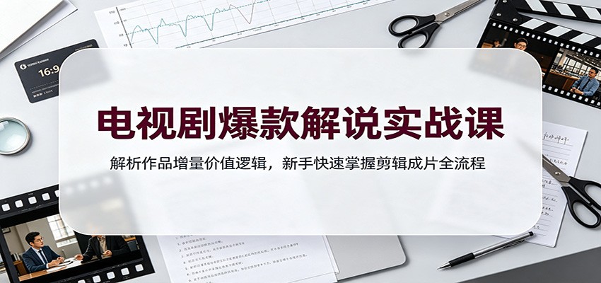电视剧爆款解说实战课：解析作品增量价值逻辑，新手快速掌握剪辑成片全流程-资源社