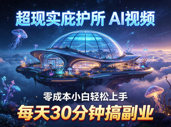 超现实庇护所AI视频项目拆解，零成本小白轻松上手，每天30分钟搞副业-资源社