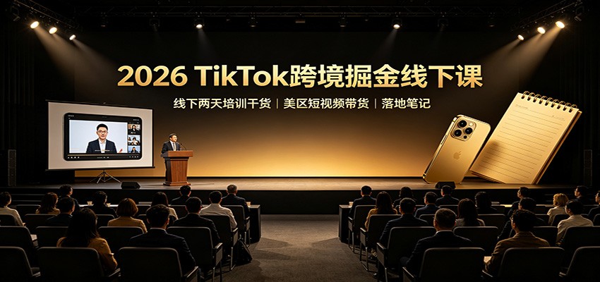 2026 TikTok跨境掘金线下课：线下两天培训干货，美区短视频带货落地笔记-资源社