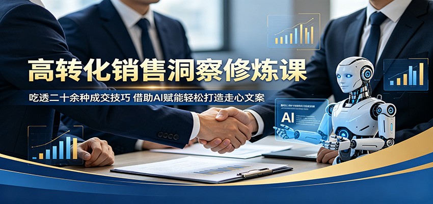 高转化销售洞察修炼课：吃透二十余种成交技巧，借助AI赋能轻松打造走心文案-资源社