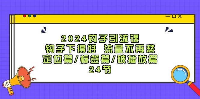 2024钩子引流课：钩子下得好流量不再愁，定位篇/标签篇/破播放篇/24节-资源社