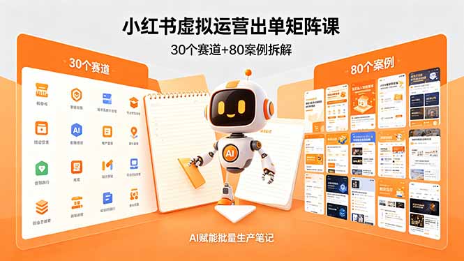小红书虚拟运营出单矩阵课：30个赛道+80案例拆解，AI赋能批量生产笔记-资源社