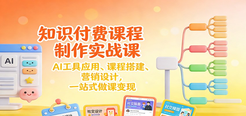 知识付费课程制作实战课：AI工具应用 、课程搭建、营销设计，一站式做课变现-资源社
