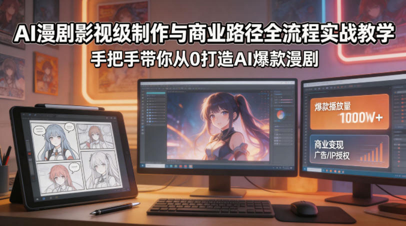 AI漫剧影视级制作与商业路径全流程实战教学，手带你从0打造AI爆款漫剧-资源社