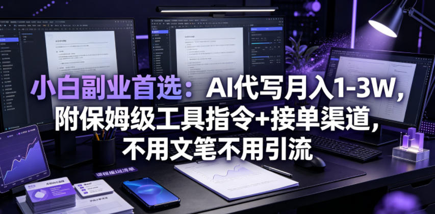 小白副业首选：AI代写月入1-3W，附保姆级工具指令+接单渠道，不用文笔不用引流【揭秘】-资源社