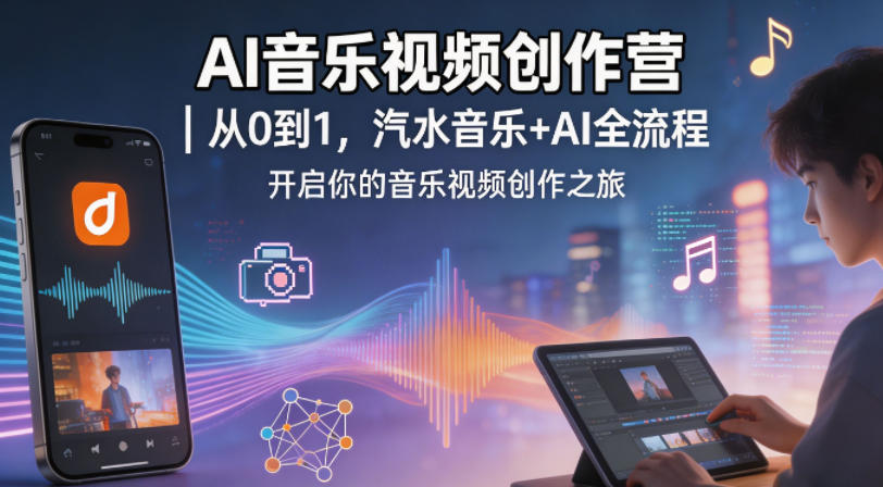 AI音乐视频创作营｜从0到1，汽水音乐+AI全流程，开启你的音乐视频创作之旅-资源社