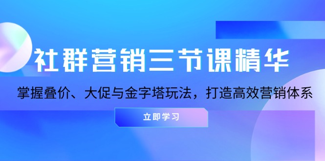 社群营销三节课精华：掌握叠价、大促与金字塔玩法，打造高效营销体系-资源社