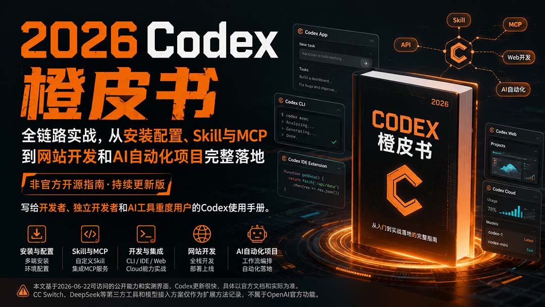 2026Codex橙皮书:全链路实战,从安装配置、Skill与MCP到网站开发和AI自动化项目完整落地-资源社