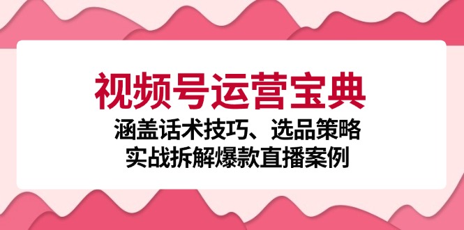 视频号运营宝典：涵盖话术技巧、选品策略、实战拆解爆款直播案例-资源社