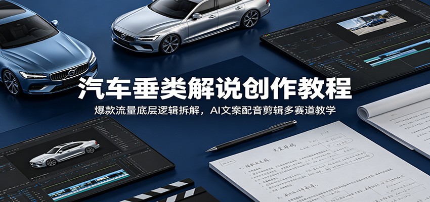 汽车垂类解说创作教程：爆款流量底层逻辑拆解，AI文案配音剪辑多赛道教学-资源社