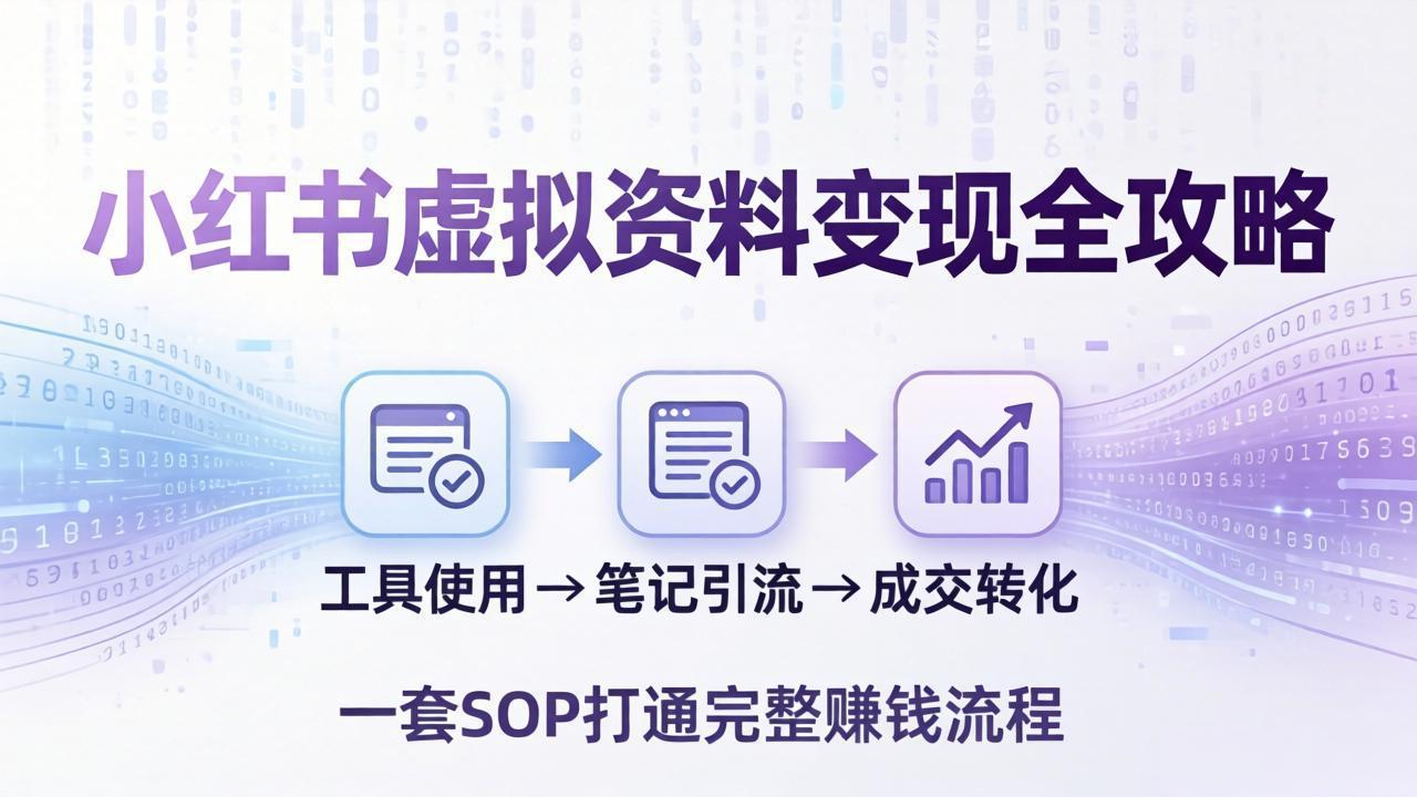 小红书虚拟资料变现全攻略:从工具使用到笔记引流成交,一套 SOP 打通完整赚钱流程-资源社