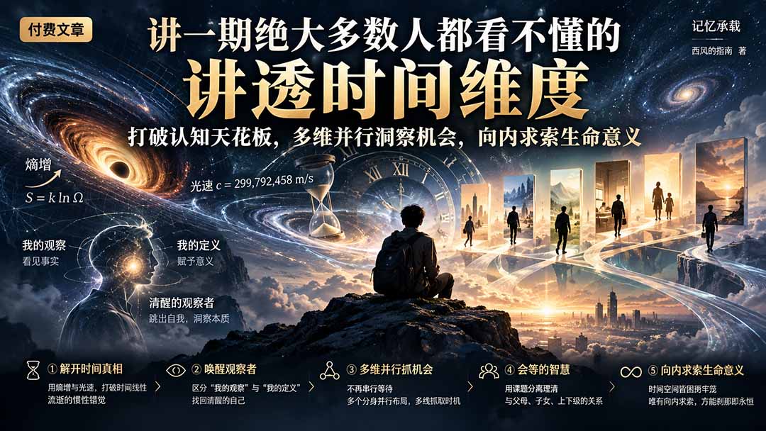 付费文章:讲一期绝大多数人都看不懂的,讲透时间维度,打破认知天花板,多维并行洞察机会,向内求索生命意义-资源社