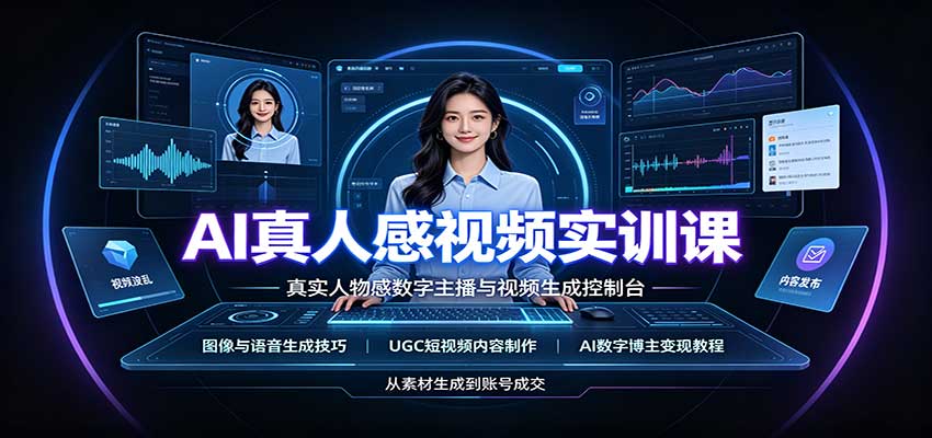 AI真人感视频实训课：图像语音生成，UGC内容制作，AI数字博主变现教程-资源社