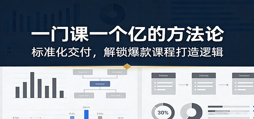 一门课一个亿的方法论：标准化交付，解锁爆款课程打造逻辑-资源社