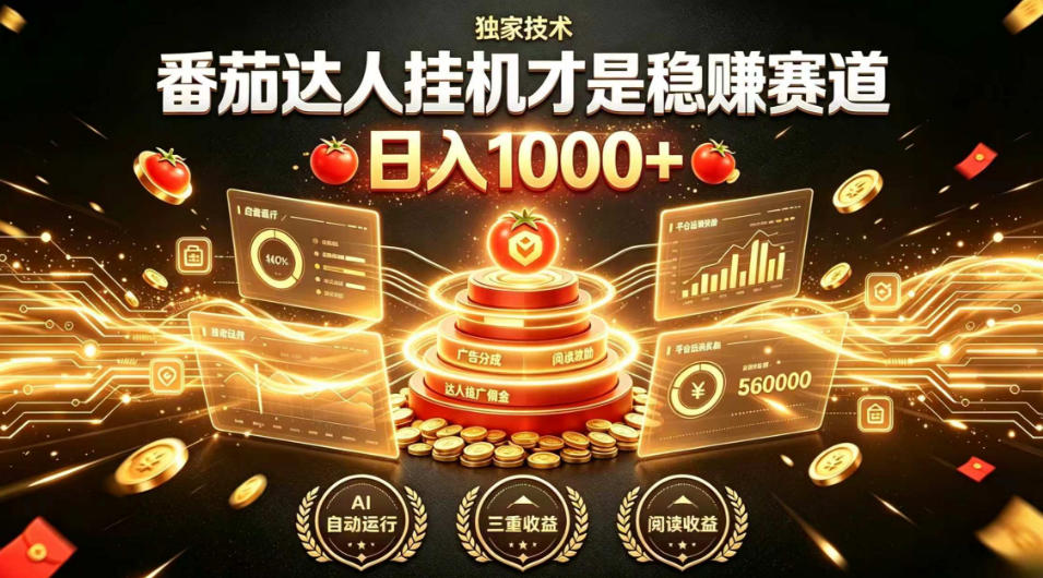 别再瞎找副业!番茄达人挂G才是稳賺赛道,日入1000+,全程傻瓜式操作,可矩阵放大【揭秘】-资源社