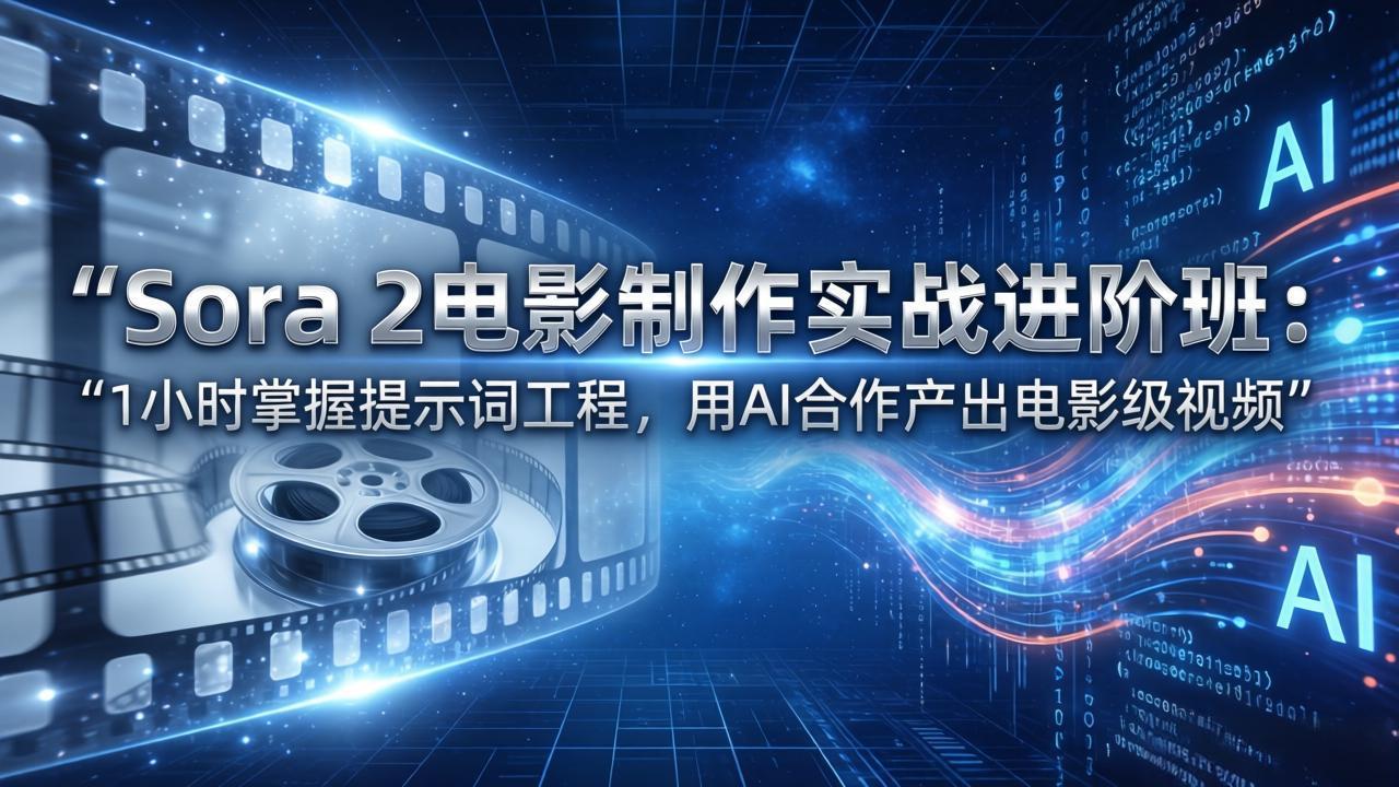 Sora 2电影制作实战进阶班：1小时掌握提示词工程，用AI合作产出电影级视频-资源社