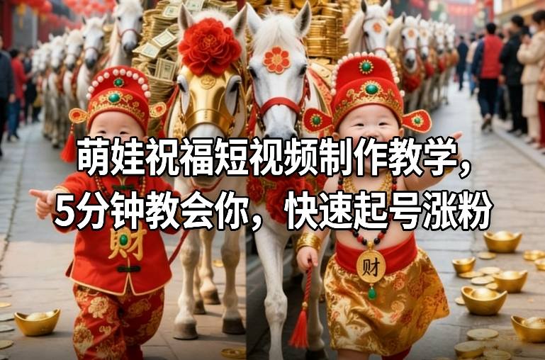 萌娃祝福短视频制作教学，5分钟教会你，快速起号涨粉-资源社