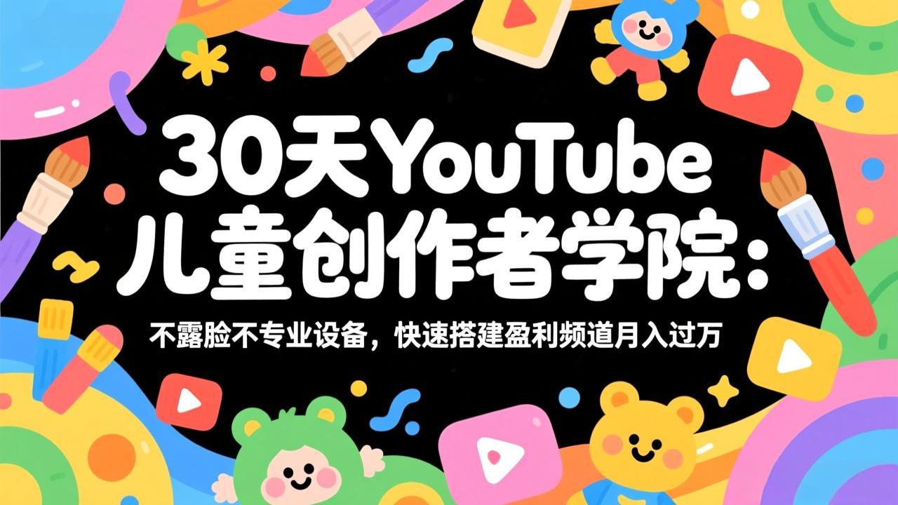 30天YouTube儿童创作者学院：不露脸不专业设备，快速搭建盈利频道月入过万-资源社