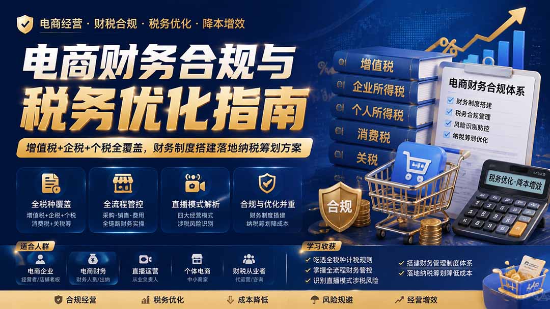 电商财务合规与税务优化指南:增值税+企税+个税全覆盖,财务制度搭建落地纳税筹划方案-资源社