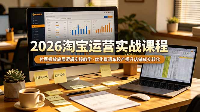 2026 淘宝运营实战课程，付费投放底层逻辑实操教学，优化直通车投产提升店铺成交转化-资源社