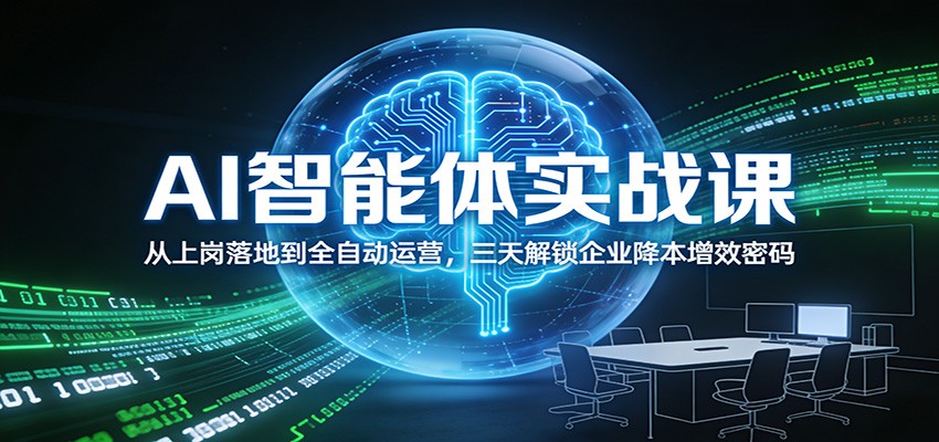 AI智能体实战课：从上岗落地到全自动运营，三天解锁企业降本增效密码-资源社