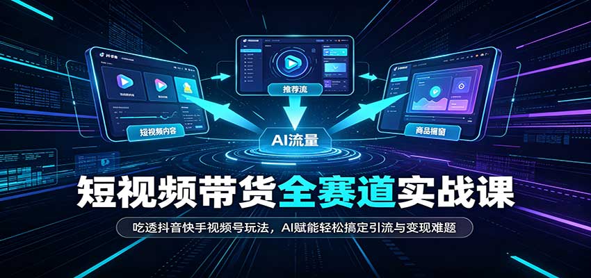 短视频带货全赛道：吃透抖音快手视频号玩法，AI赋能轻松搞定引流与变现难题-资源社