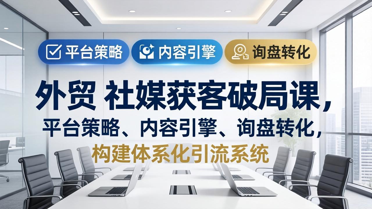 外贸 社媒获客破局课，平台策略、内容引擎、询盘转化，构建体系化引流系统(更新26年3月-资源社