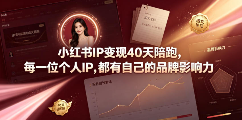 小红书IP变现40天陪跑，每一位个人IP，都有自己的品牌影响力-资源社