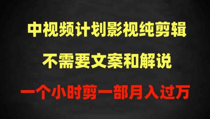 中视频计划影视纯剪辑，不需要文案和解说，一个小时剪一部，100%过原创月入过万【揭秘】-资源社