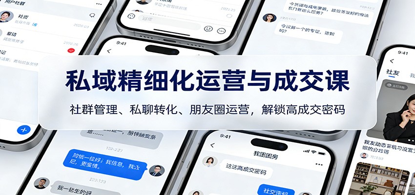 私域精细化运营与成交课:社群管理、私聊转化、朋友圈运营,解锁高成交密码-资源社