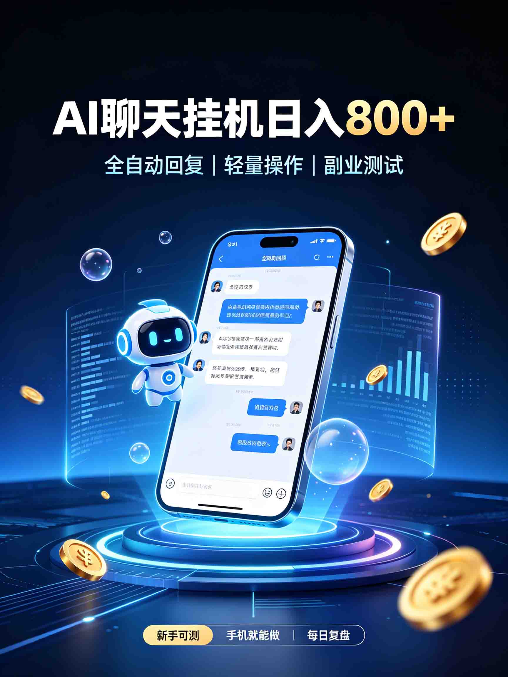 AI聊天挂机，日入800+，适用个人副业，工作室矩阵操作-资源社