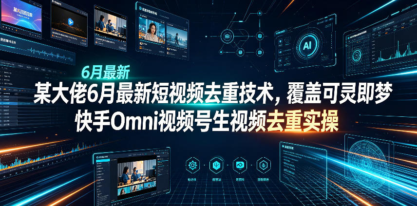 某大佬6月最新短视频去重技术,覆盖可灵即梦快手Omni视频号生视频去重实操-资源社