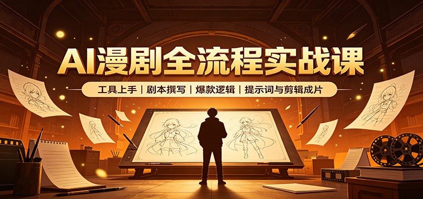 AI漫剧全流程实战课：工具上手、剧本撰写、爆款逻辑、提示词与剪辑成片-资源社